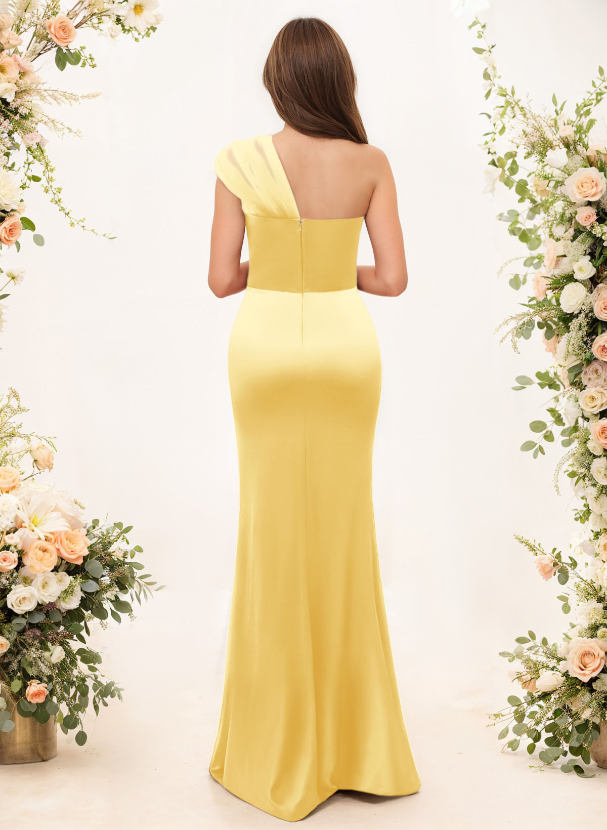 Trumpet/Mermaid One-Shoulder Sleeveless Satin/Tulle Bridesmaid Dresses, product image 278