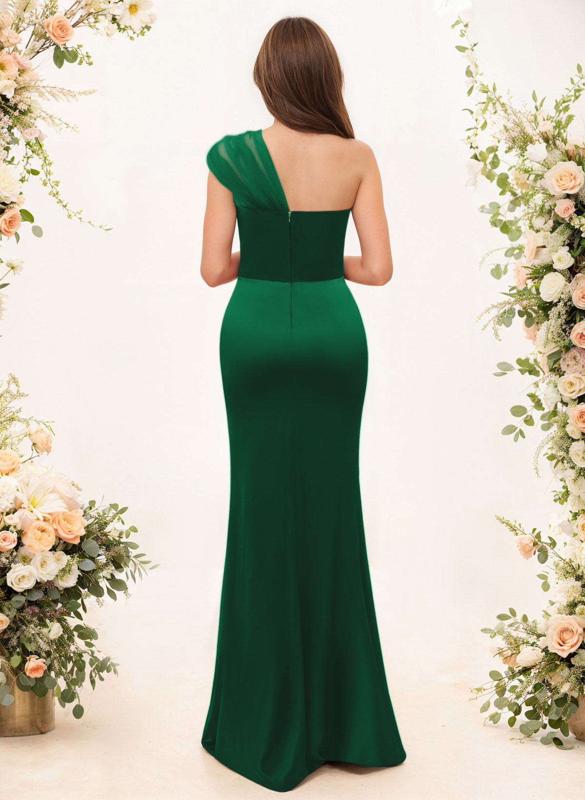 Trumpet/Mermaid One-Shoulder Sleeveless Satin/Tulle Bridesmaid Dresses, product image 243