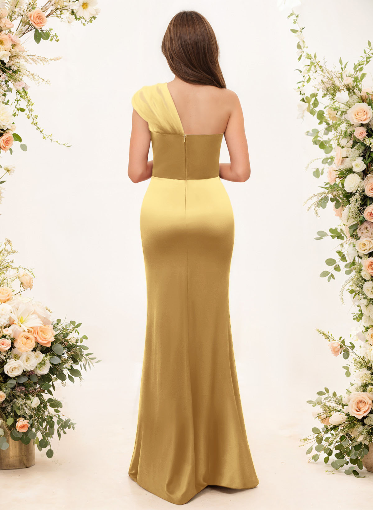 Trumpet/Mermaid One-Shoulder Sleeveless Satin/Tulle Bridesmaid Dresses, product image 283