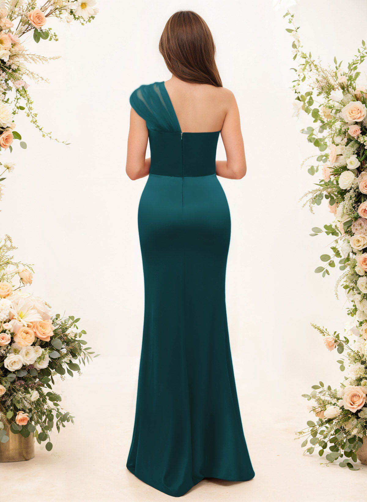 Trumpet/Mermaid One-Shoulder Sleeveless Satin/Tulle Bridesmaid Dresses, product image 228