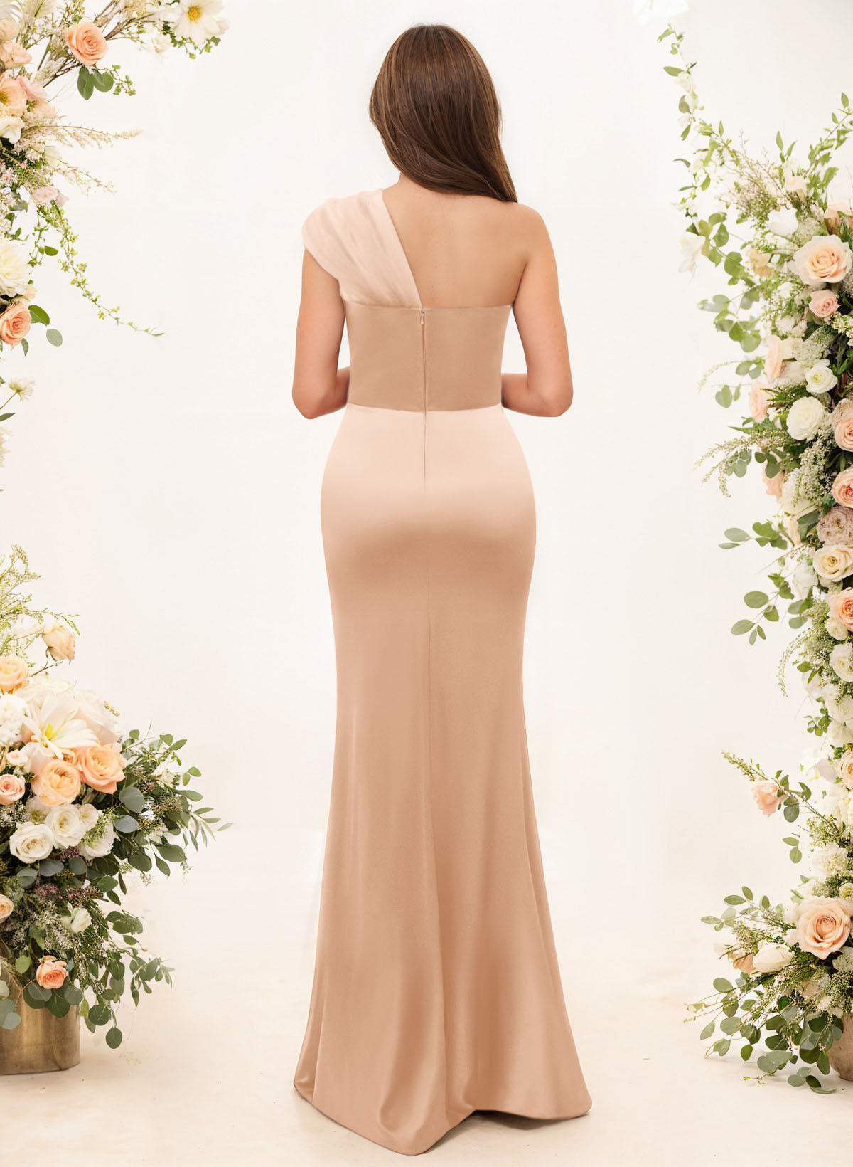 Trumpet/Mermaid One-Shoulder Sleeveless Satin/Tulle Bridesmaid Dresses, product image 288