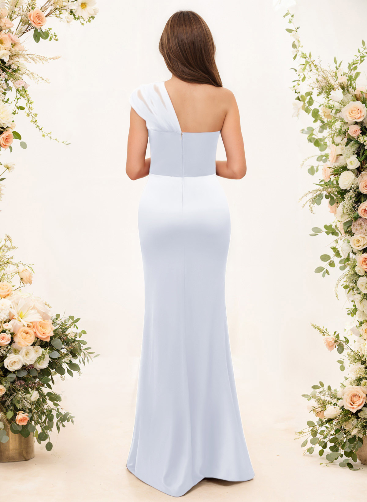Trumpet/Mermaid One-Shoulder Sleeveless Satin/Tulle Bridesmaid Dresses, product image 318