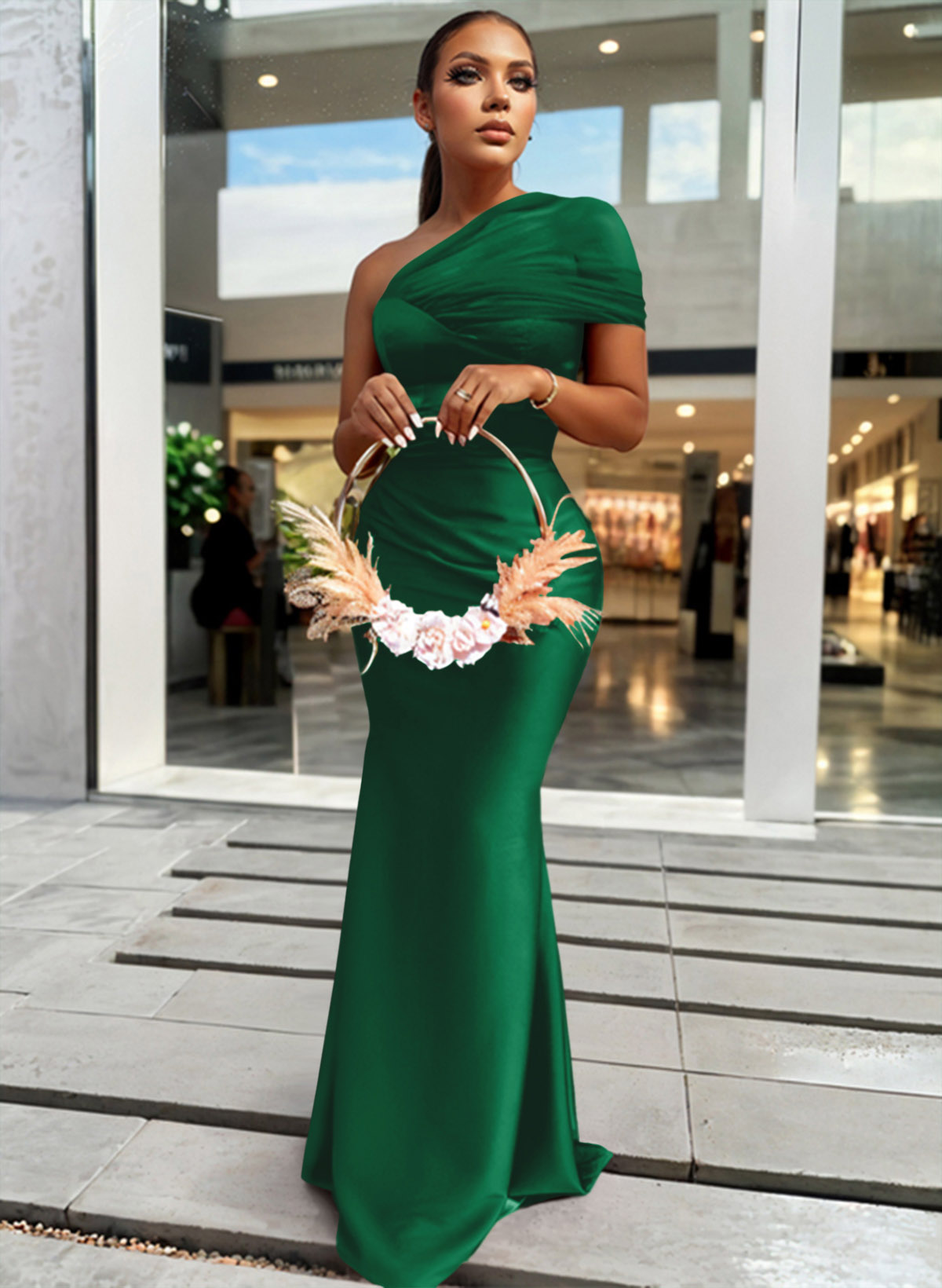 Trumpet/Mermaid One-Shoulder Sleeveless Satin/Tulle Bridesmaid Dresses, product image 244