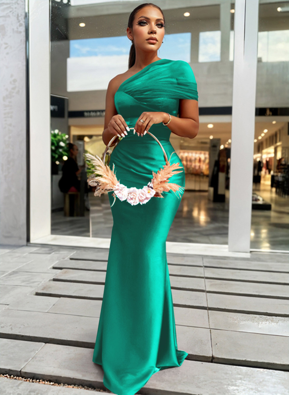 Trumpet/Mermaid One-Shoulder Sleeveless Satin/Tulle Bridesmaid Dresses, product image 249