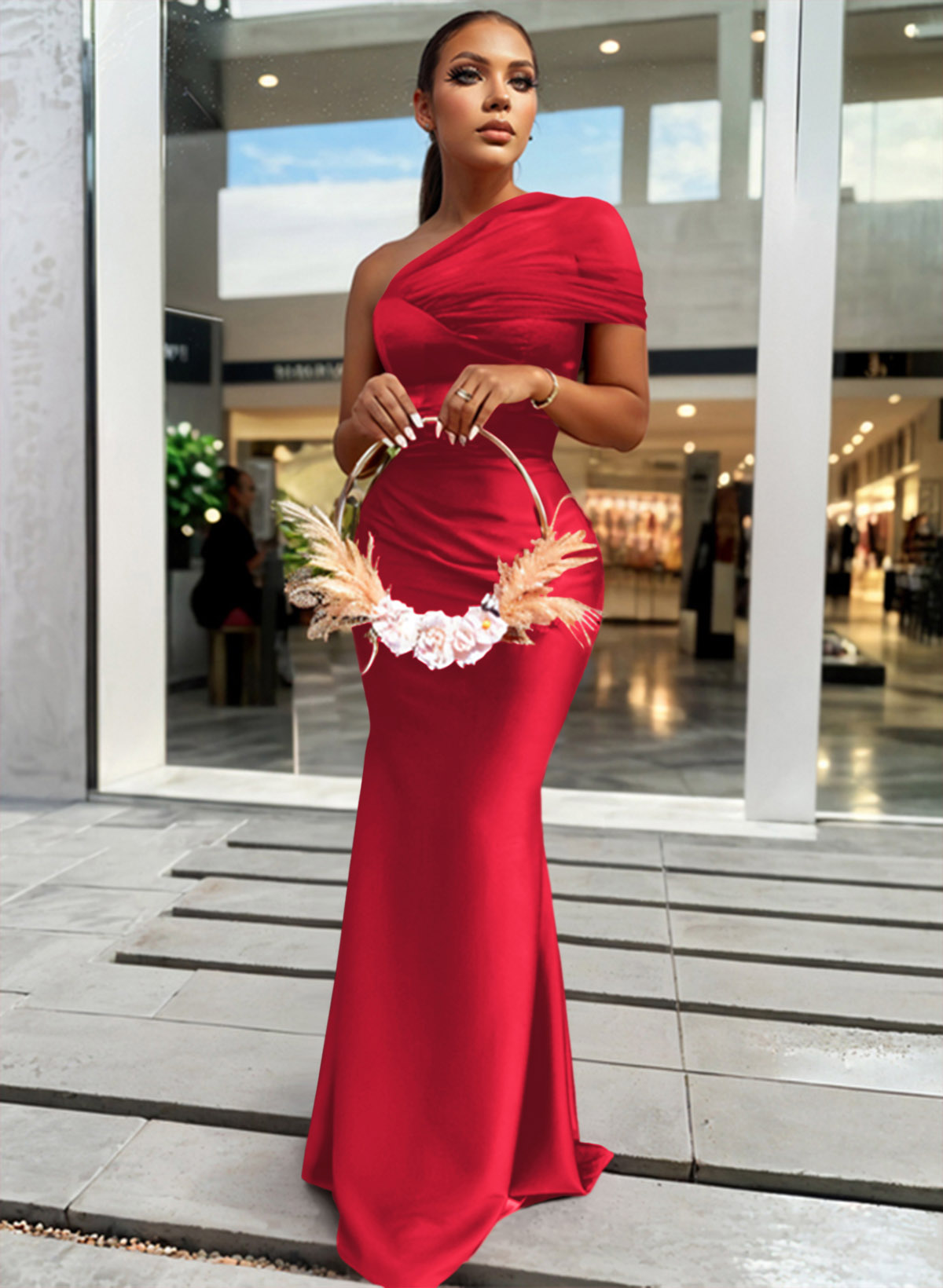 Trumpet/Mermaid One-Shoulder Sleeveless Satin/Tulle Bridesmaid Dresses, product image 119