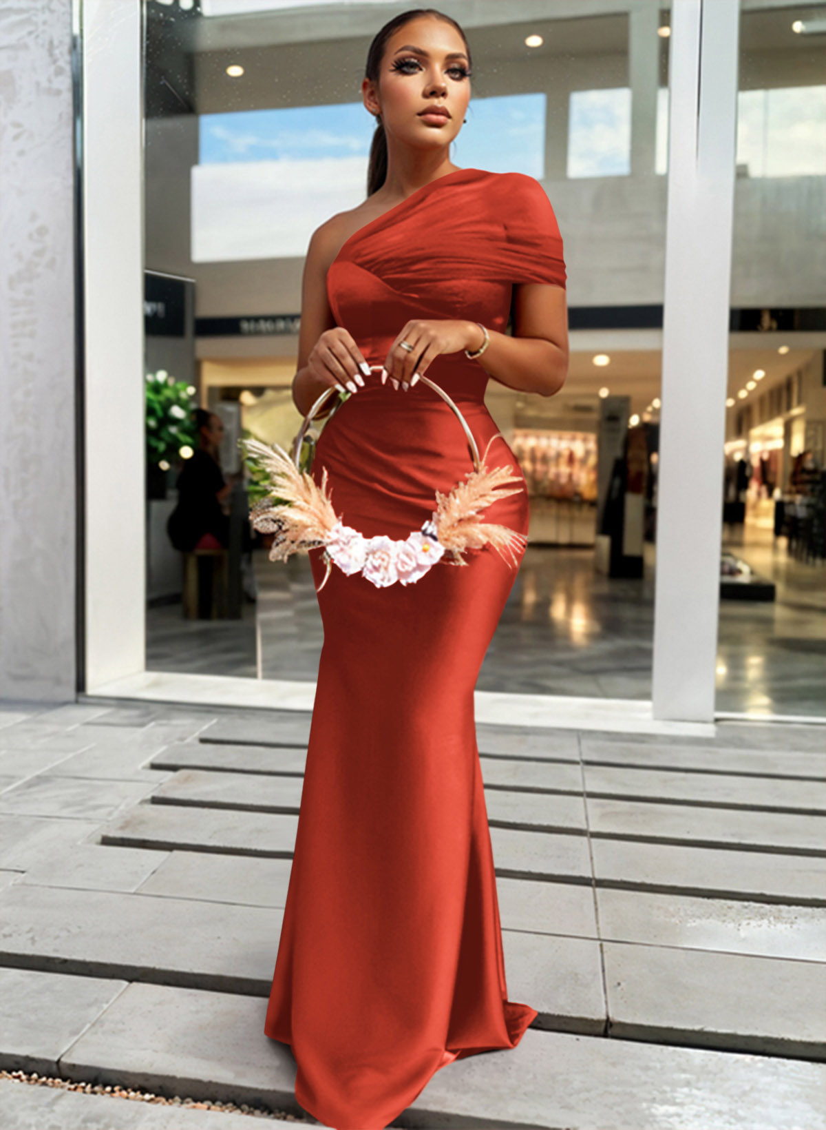 Trumpet/Mermaid One-Shoulder Sleeveless Satin/Tulle Bridesmaid Dresses, product image 144