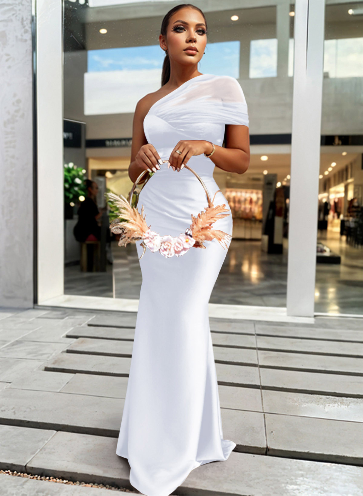 Trumpet/Mermaid One-Shoulder Sleeveless Satin/Tulle Bridesmaid Dresses, product image 319