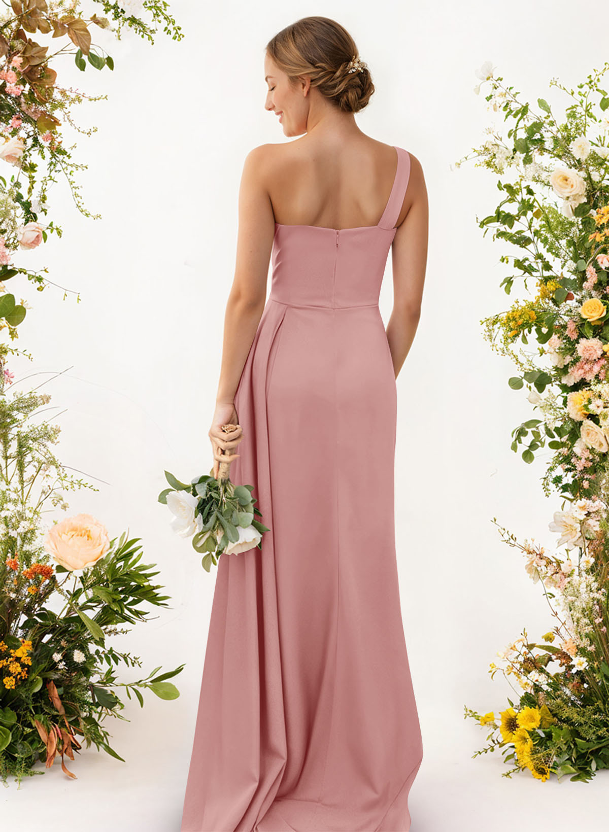 One-Shoulder Trumpet/Mermaid Elastic Satin Bridesmaid Dresses, product image 37
