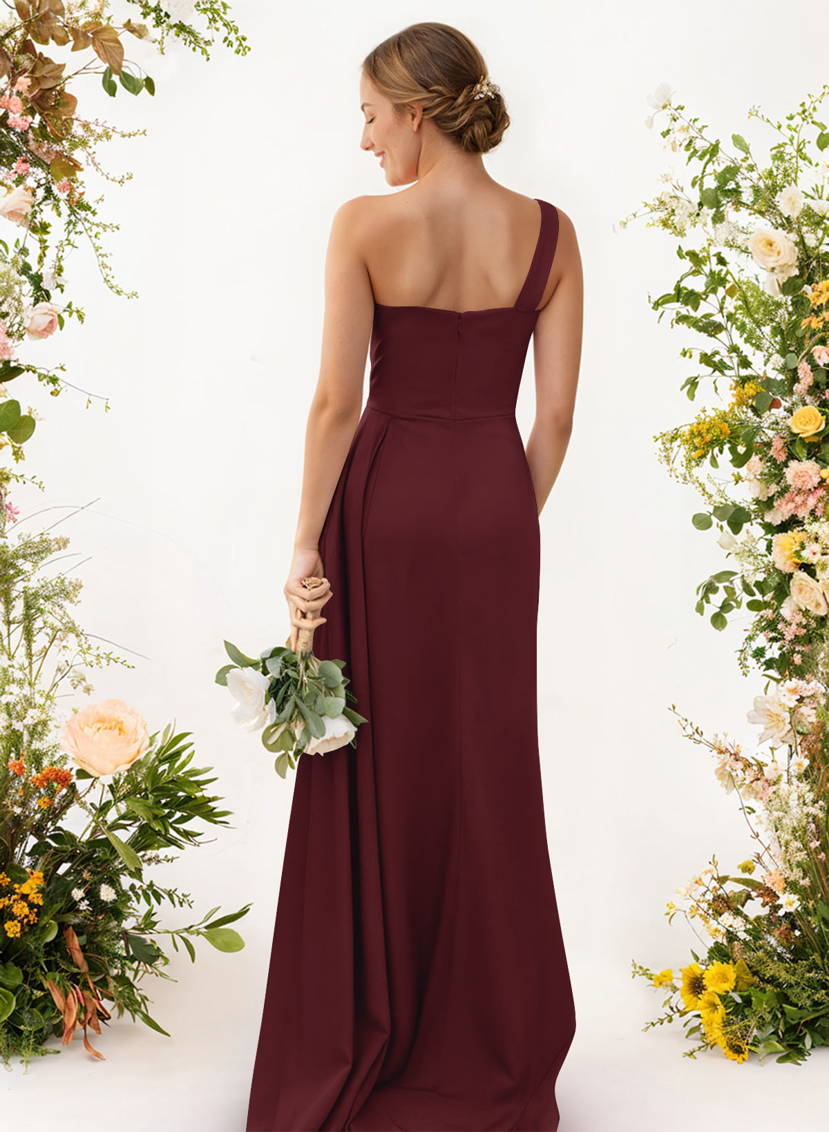 One-Shoulder Trumpet/Mermaid Elastic Satin Bridesmaid Dresses, product image 49