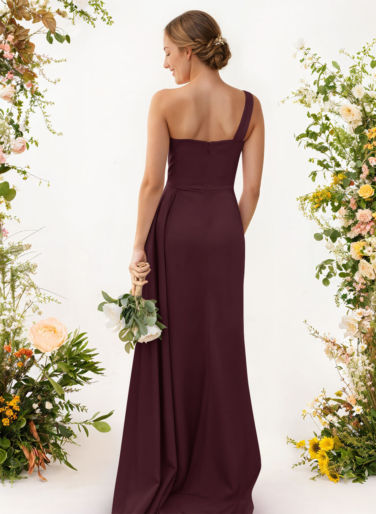 One-Shoulder Trumpet/Mermaid Elastic Satin Bridesmaid Dresses, product image 51