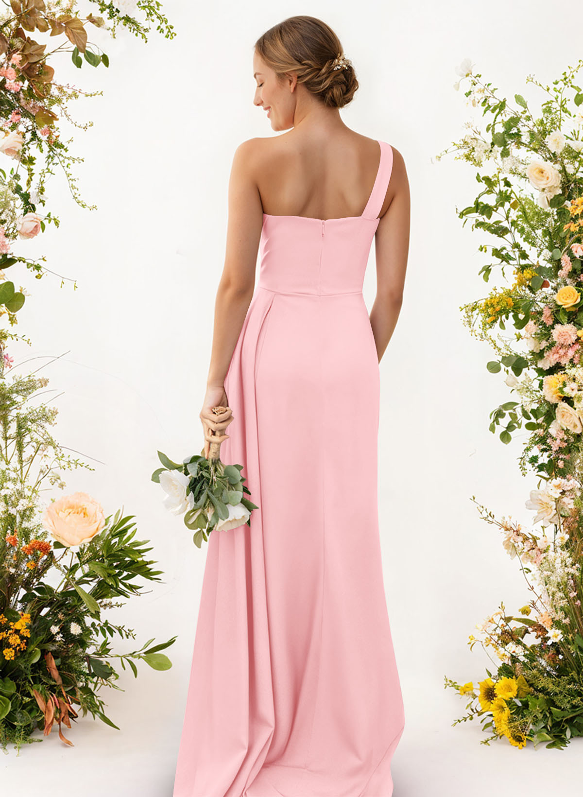 One-Shoulder Trumpet/Mermaid Elastic Satin Bridesmaid Dresses, product image 45