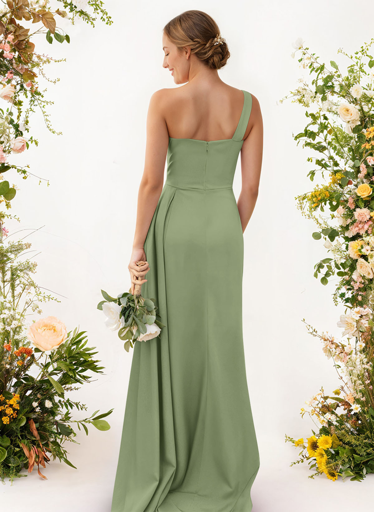 One-Shoulder Trumpet/Mermaid Elastic Satin Bridesmaid Dresses, product image 71