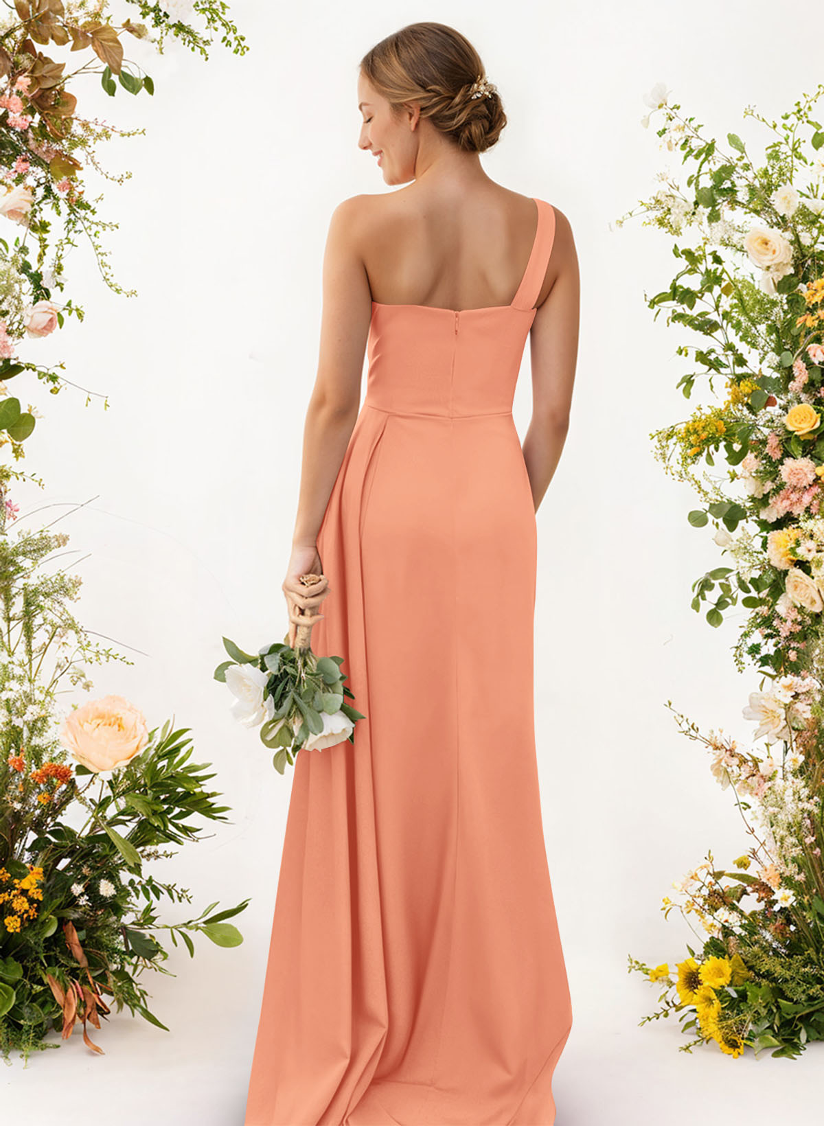 One-Shoulder Trumpet/Mermaid Elastic Satin Bridesmaid Dresses, product image 41