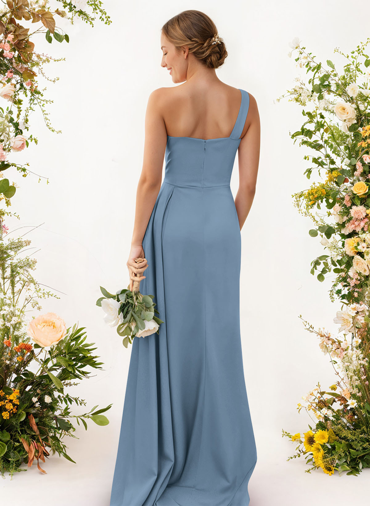 One-Shoulder Trumpet/Mermaid Elastic Satin Bridesmaid Dresses, product image 19