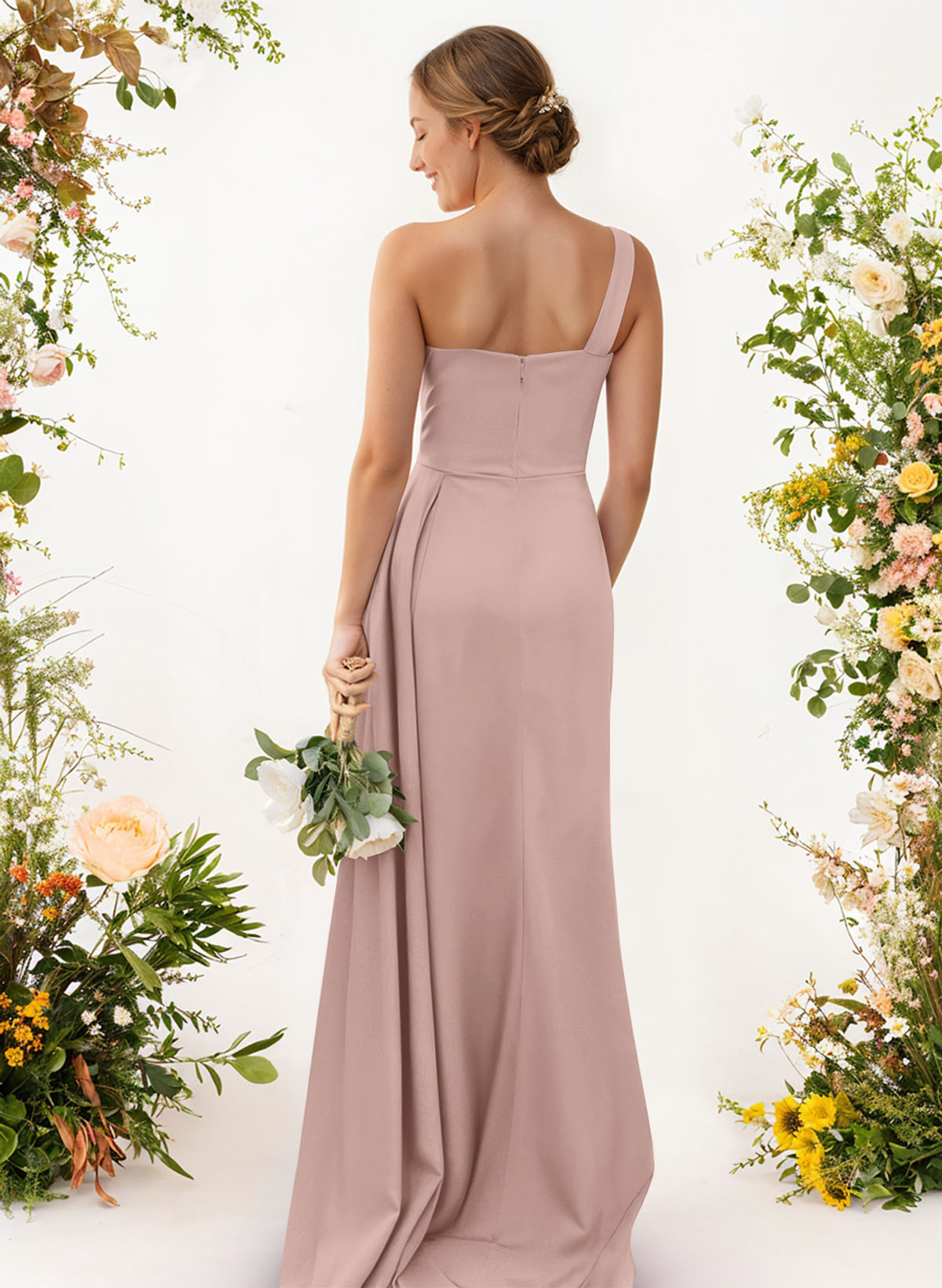 One-Shoulder Trumpet/Mermaid Elastic Satin Bridesmaid Dresses, product image 33
