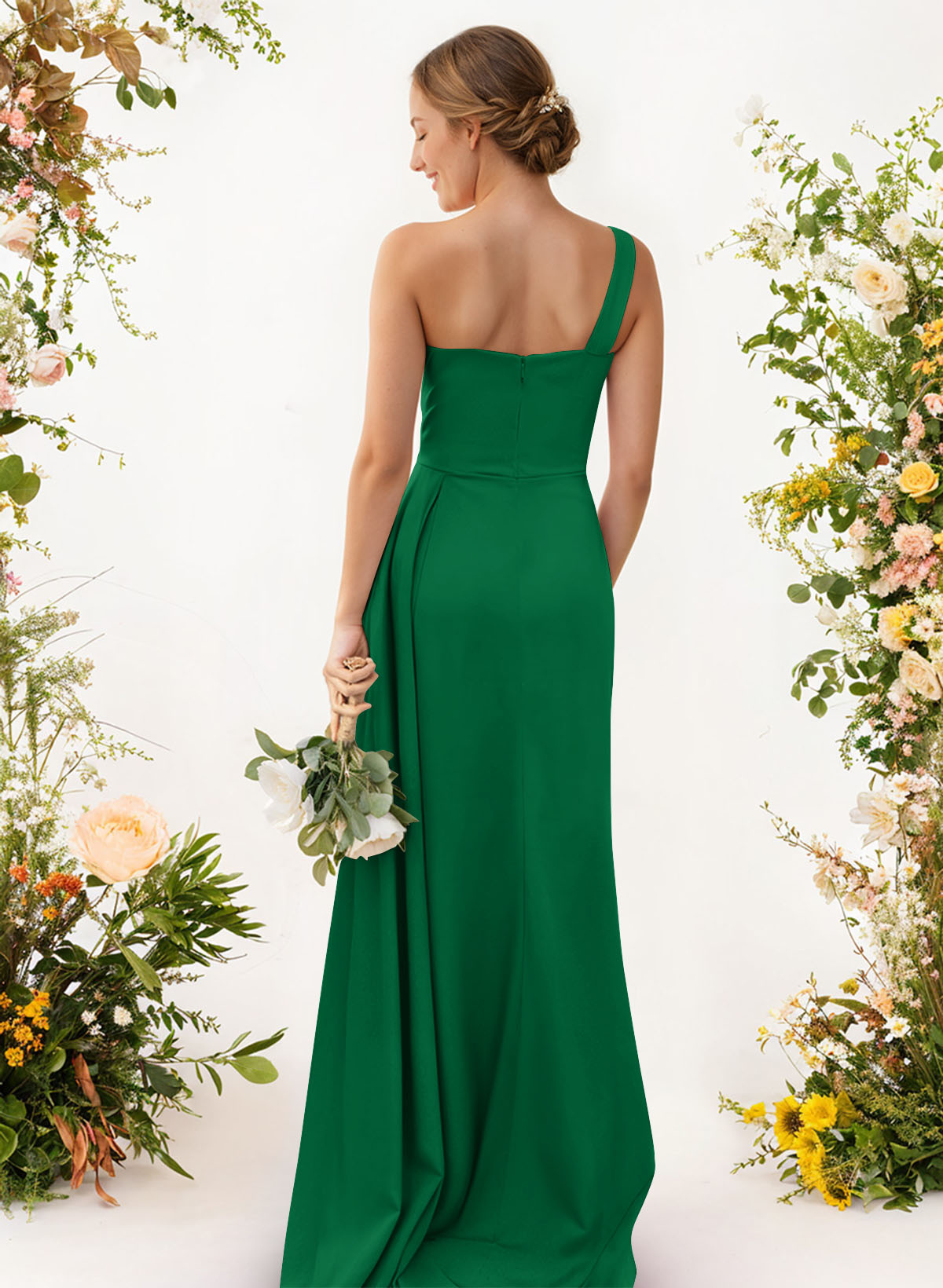 One-Shoulder Trumpet/Mermaid Elastic Satin Bridesmaid Dresses, product image 101