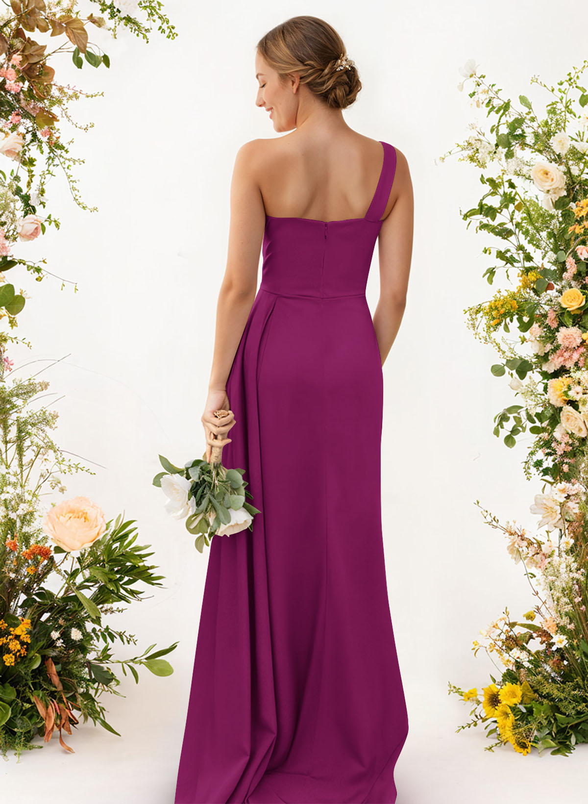 One-Shoulder Trumpet/Mermaid Elastic Satin Bridesmaid Dresses, product image 29