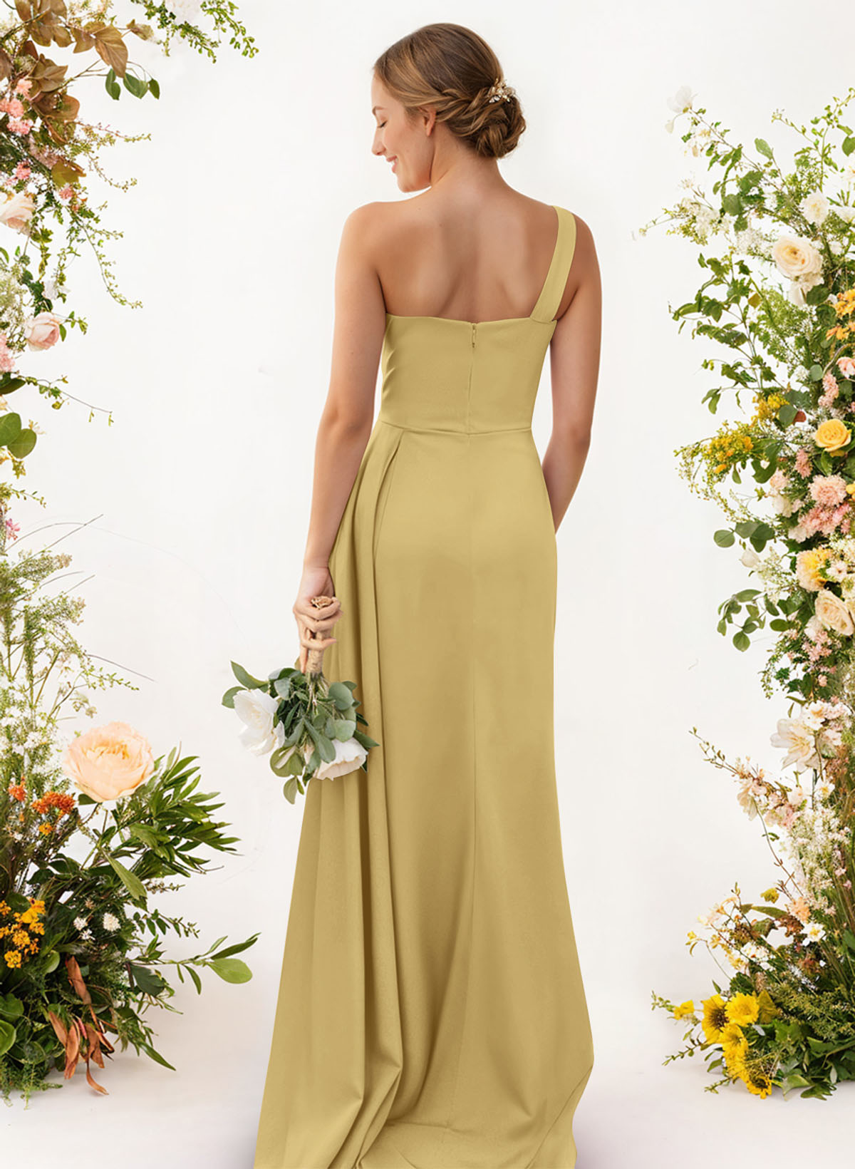 One-Shoulder Trumpet/Mermaid Elastic Satin Bridesmaid Dresses, product image 87