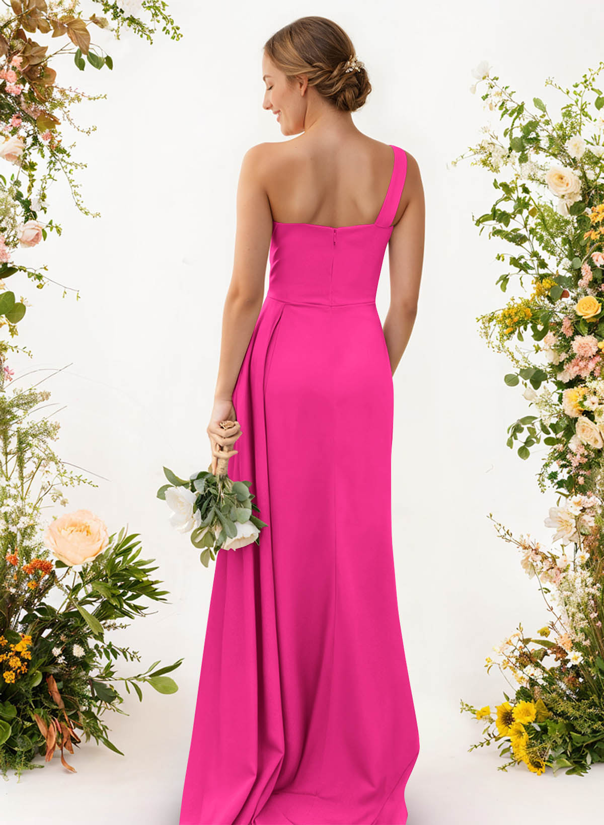 One-Shoulder Trumpet/Mermaid Elastic Satin Bridesmaid Dresses, product image 31