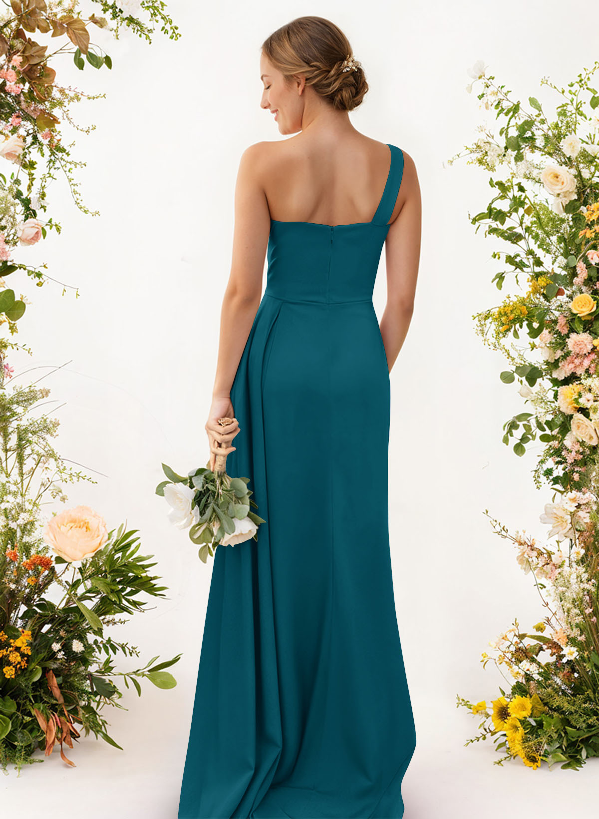 One-Shoulder Trumpet/Mermaid Elastic Satin Bridesmaid Dresses, product image 23