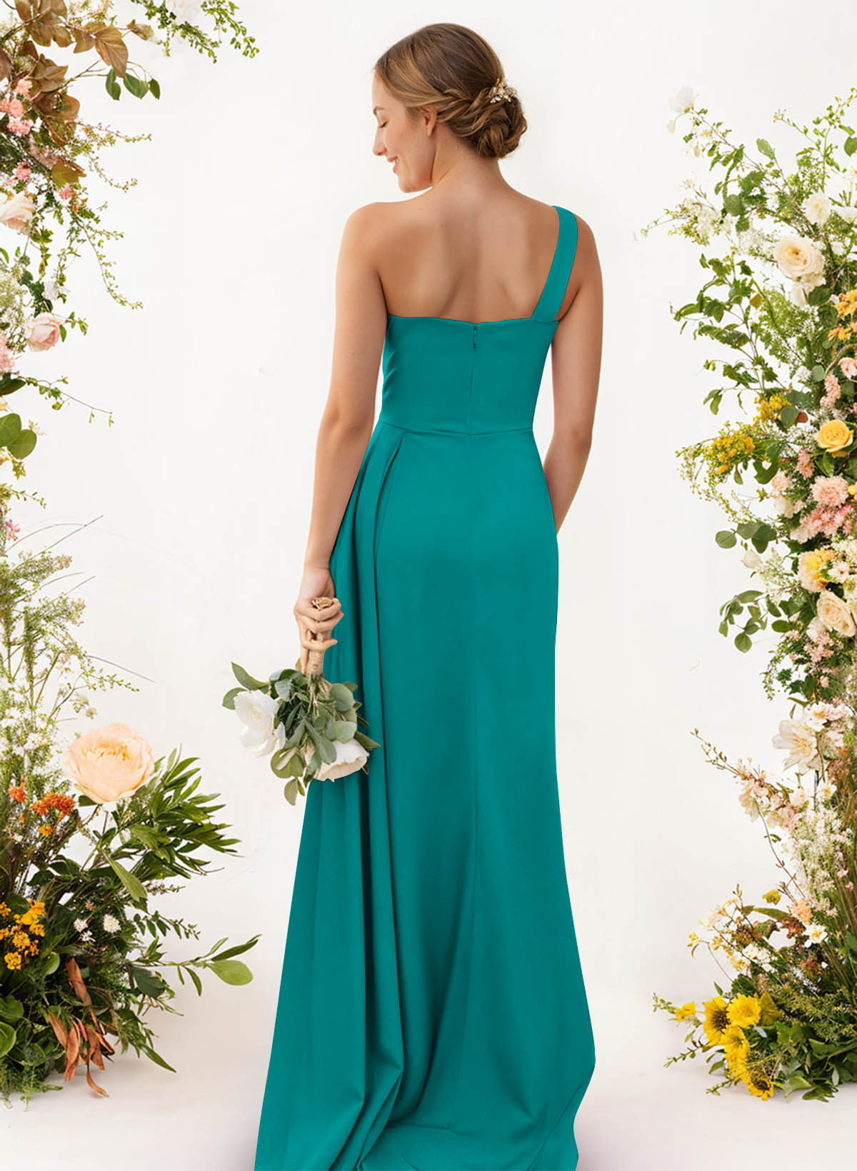 One-Shoulder Trumpet/Mermaid Elastic Satin Bridesmaid Dresses, product image 75
