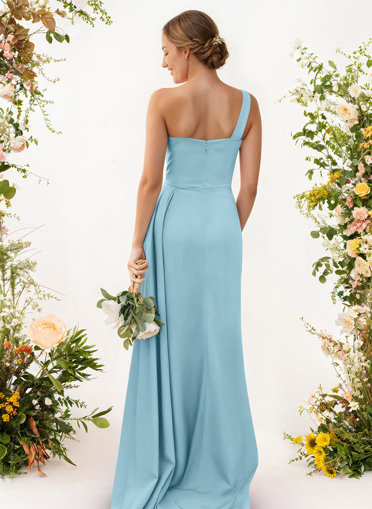 One-Shoulder Trumpet/Mermaid Elastic Satin Bridesmaid Dresses, product image 27