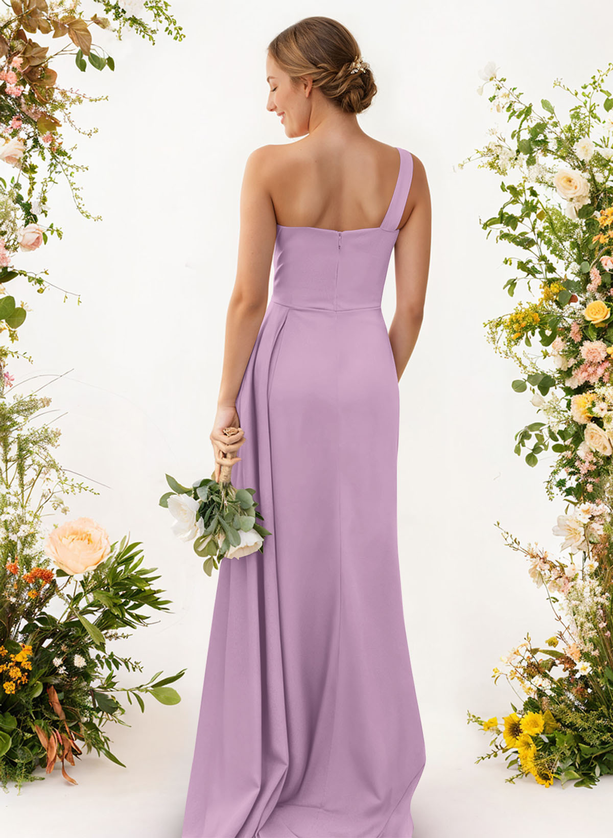 One-Shoulder Trumpet/Mermaid Elastic Satin Bridesmaid Dresses, product image 63