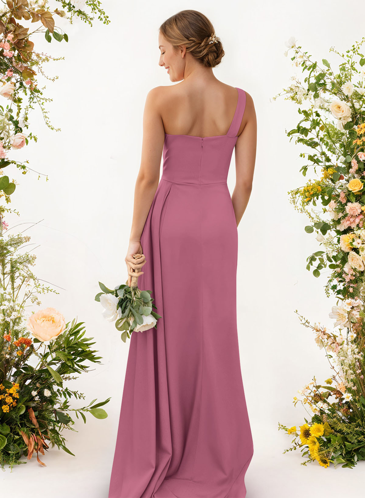 One-Shoulder Trumpet/Mermaid Elastic Satin Bridesmaid Dresses, product image 61