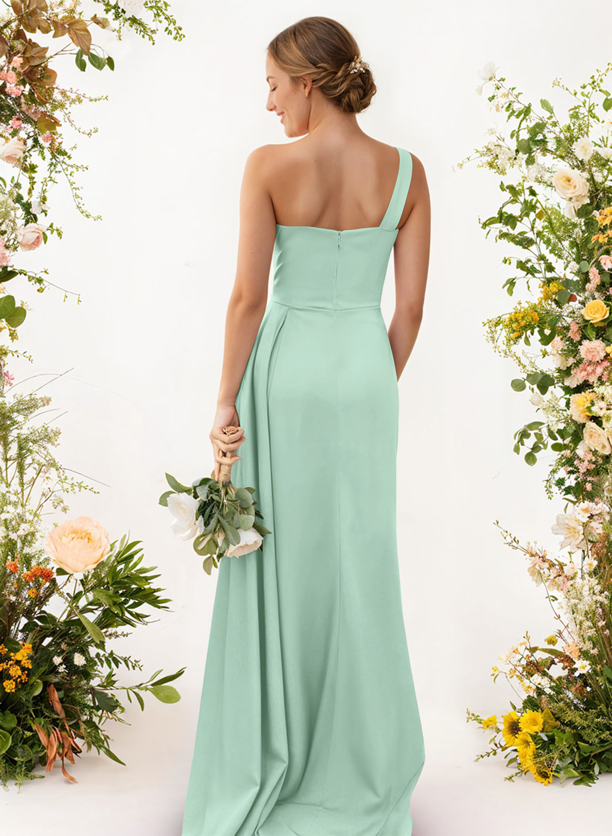 One-Shoulder Trumpet/Mermaid Elastic Satin Bridesmaid Dresses, product image 77