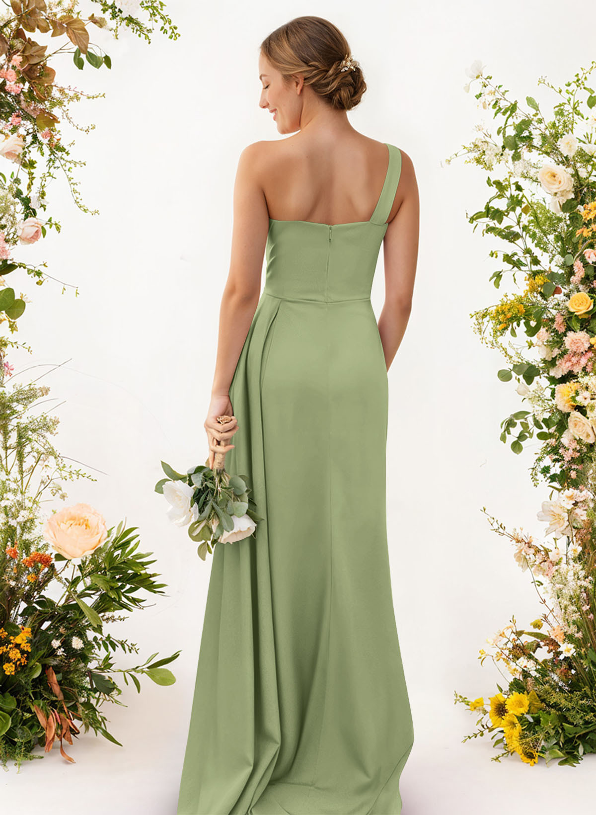 One-Shoulder Trumpet/Mermaid Elastic Satin Bridesmaid Dresses, product image 111