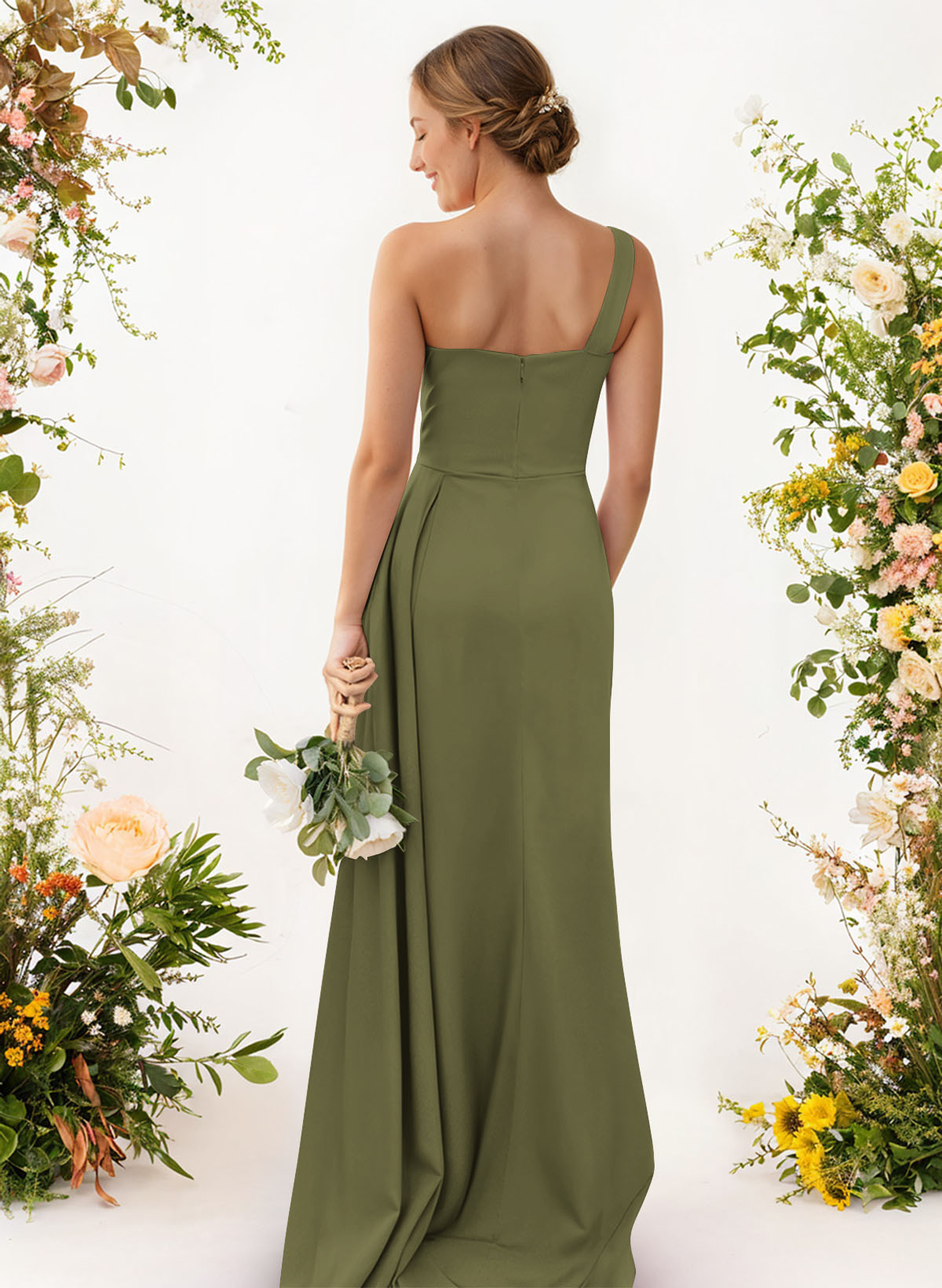 One-Shoulder Trumpet/Mermaid Elastic Satin Bridesmaid Dresses, product image 105