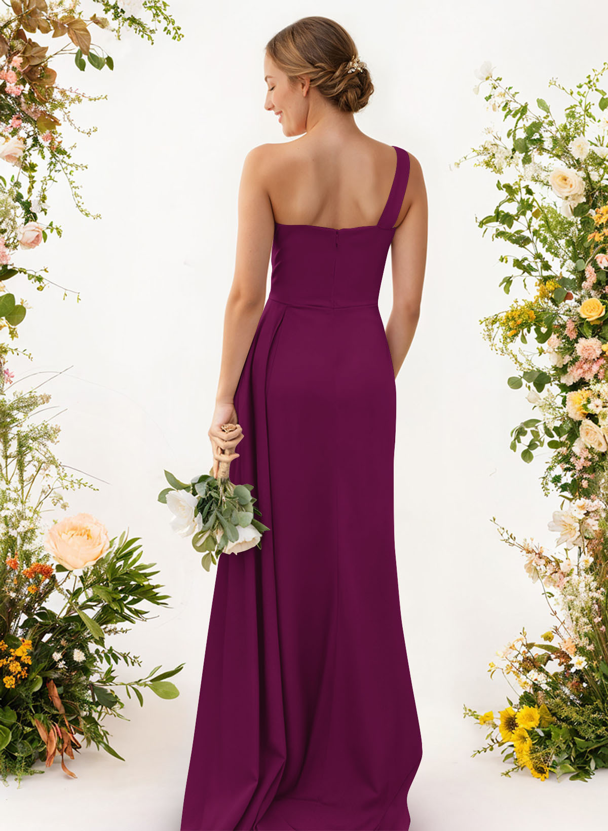 One-Shoulder Trumpet/Mermaid Elastic Satin Bridesmaid Dresses, product image 55