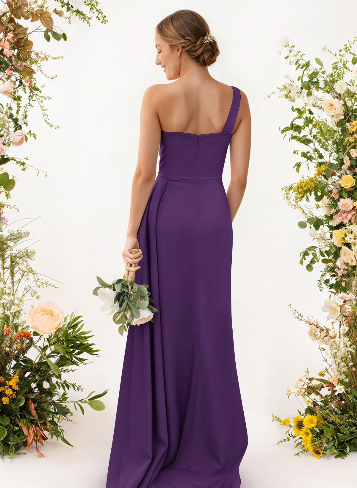 One-Shoulder Trumpet/Mermaid Elastic Satin Bridesmaid Dresses, product image 57