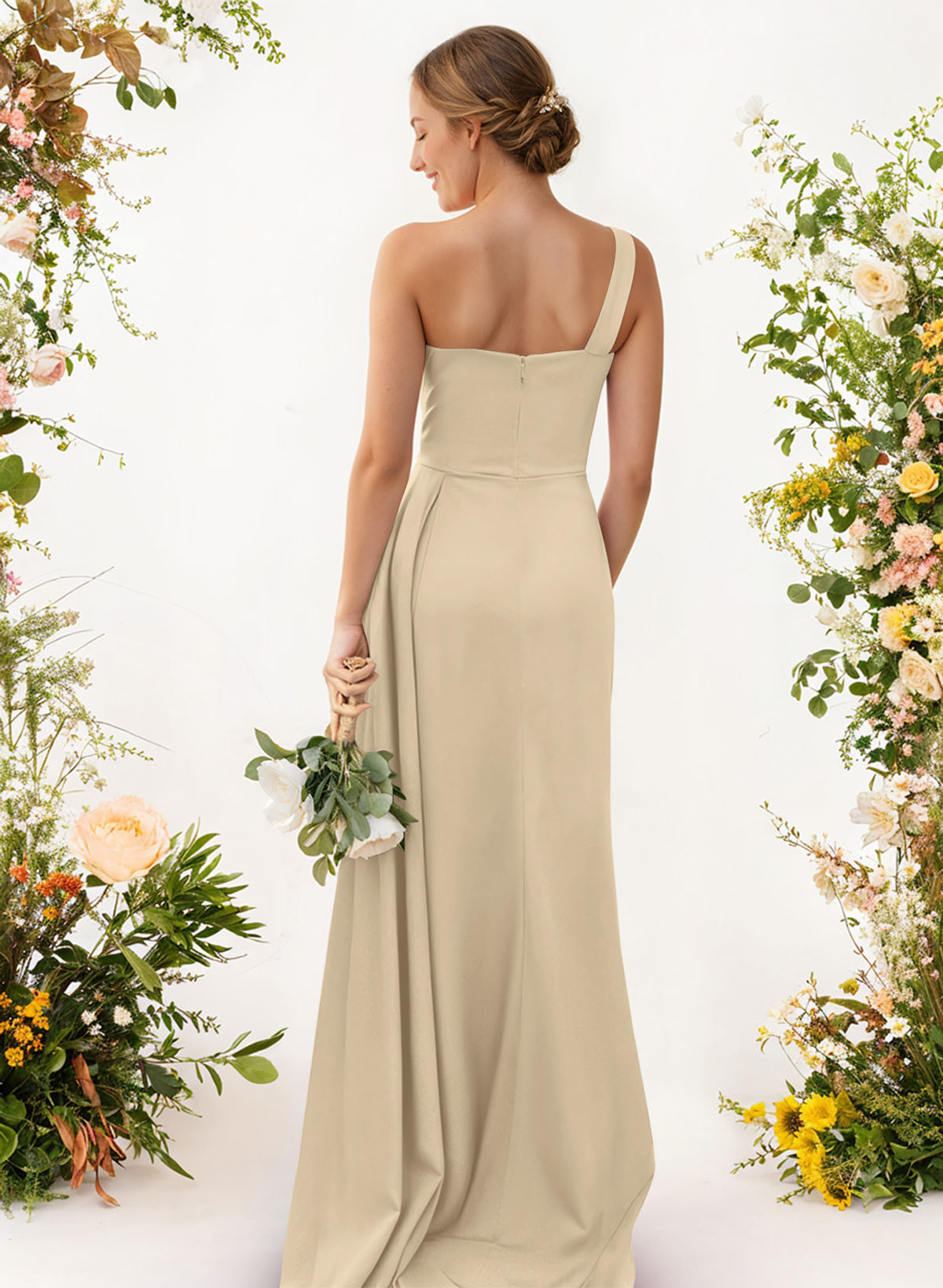 One-Shoulder Trumpet/Mermaid Elastic Satin Bridesmaid Dresses, product image 109