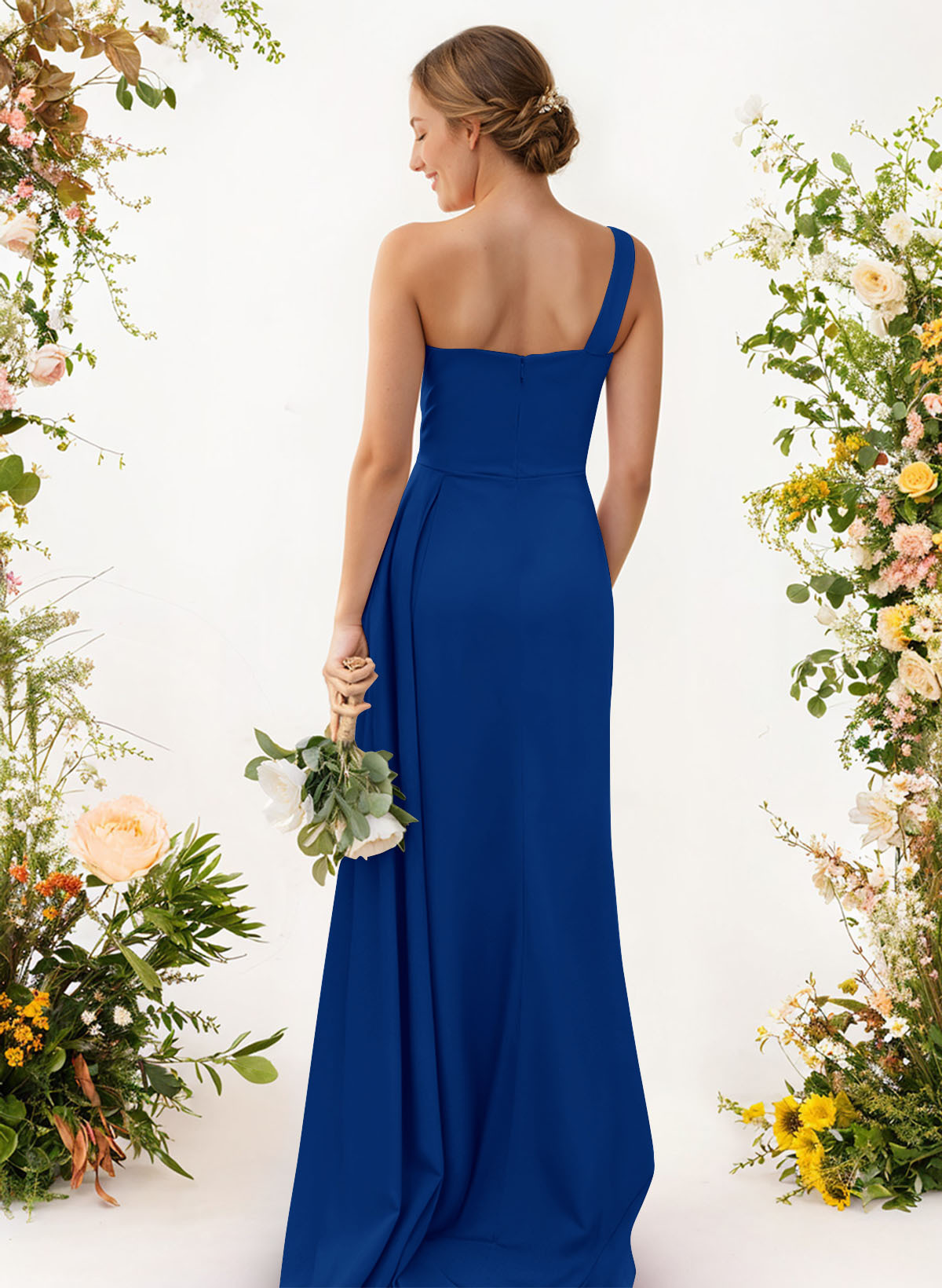 One-Shoulder Trumpet/Mermaid Elastic Satin Bridesmaid Dresses, product image 13