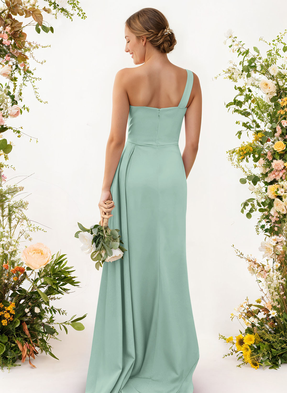 One-Shoulder Trumpet/Mermaid Elastic Satin Bridesmaid Dresses, product image 69