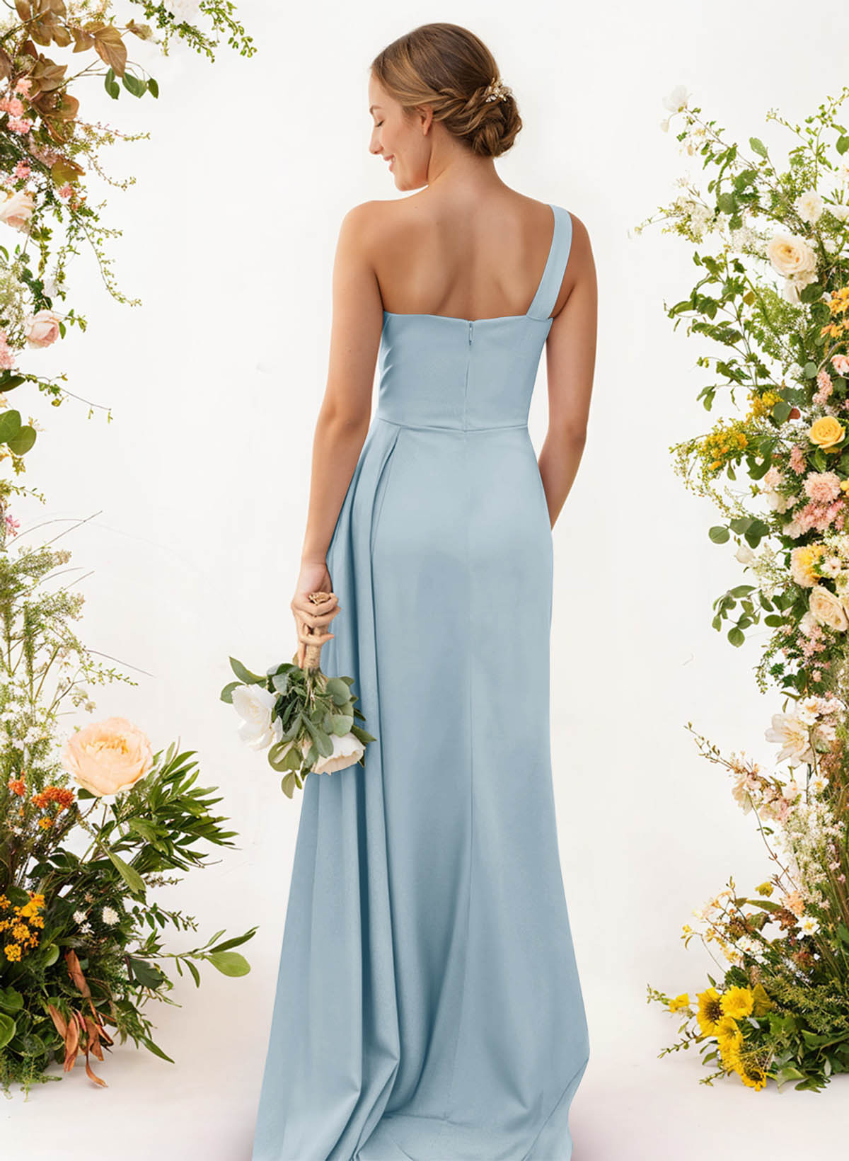 One-Shoulder Trumpet/Mermaid Elastic Satin Bridesmaid Dresses, product image 21
