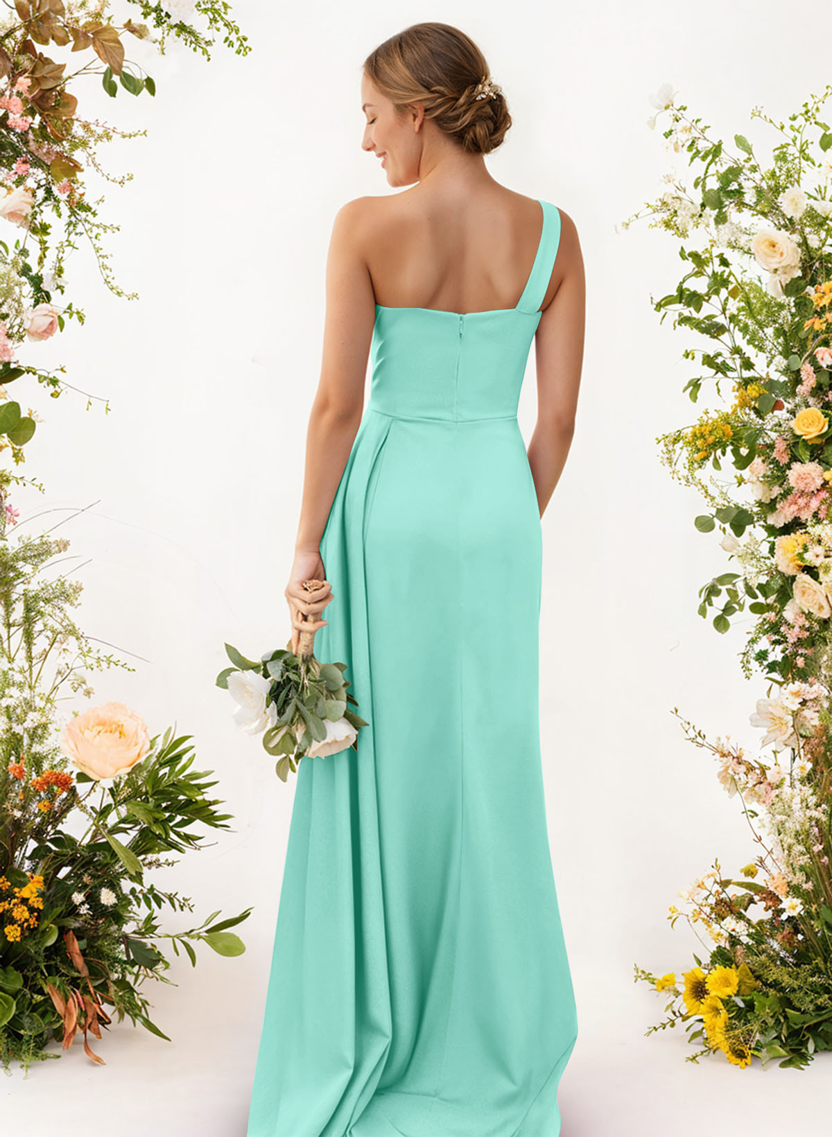 One-Shoulder Trumpet/Mermaid Elastic Satin Bridesmaid Dresses, product image 81