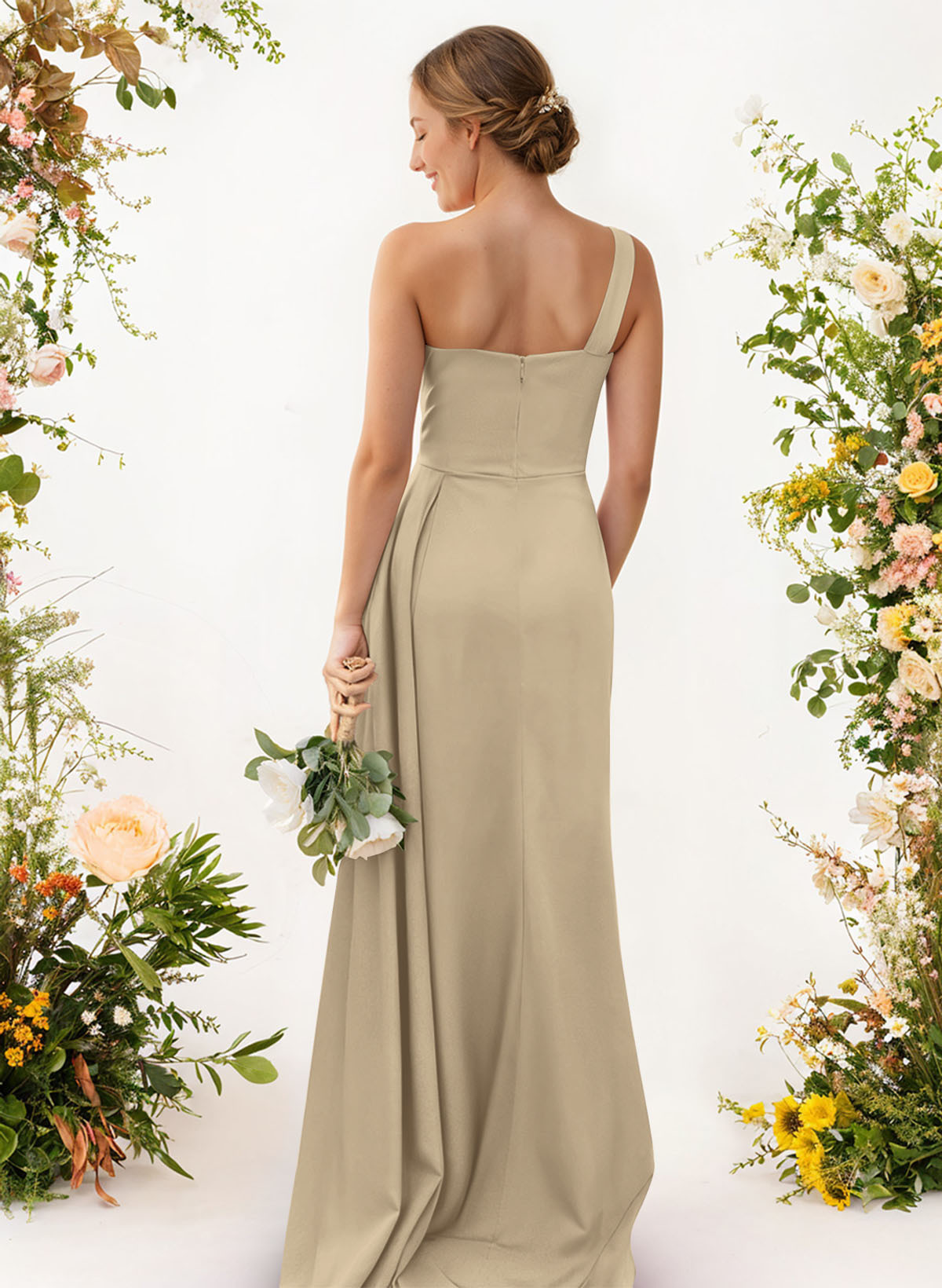 One-Shoulder Trumpet/Mermaid Elastic Satin Bridesmaid Dresses, product image 83