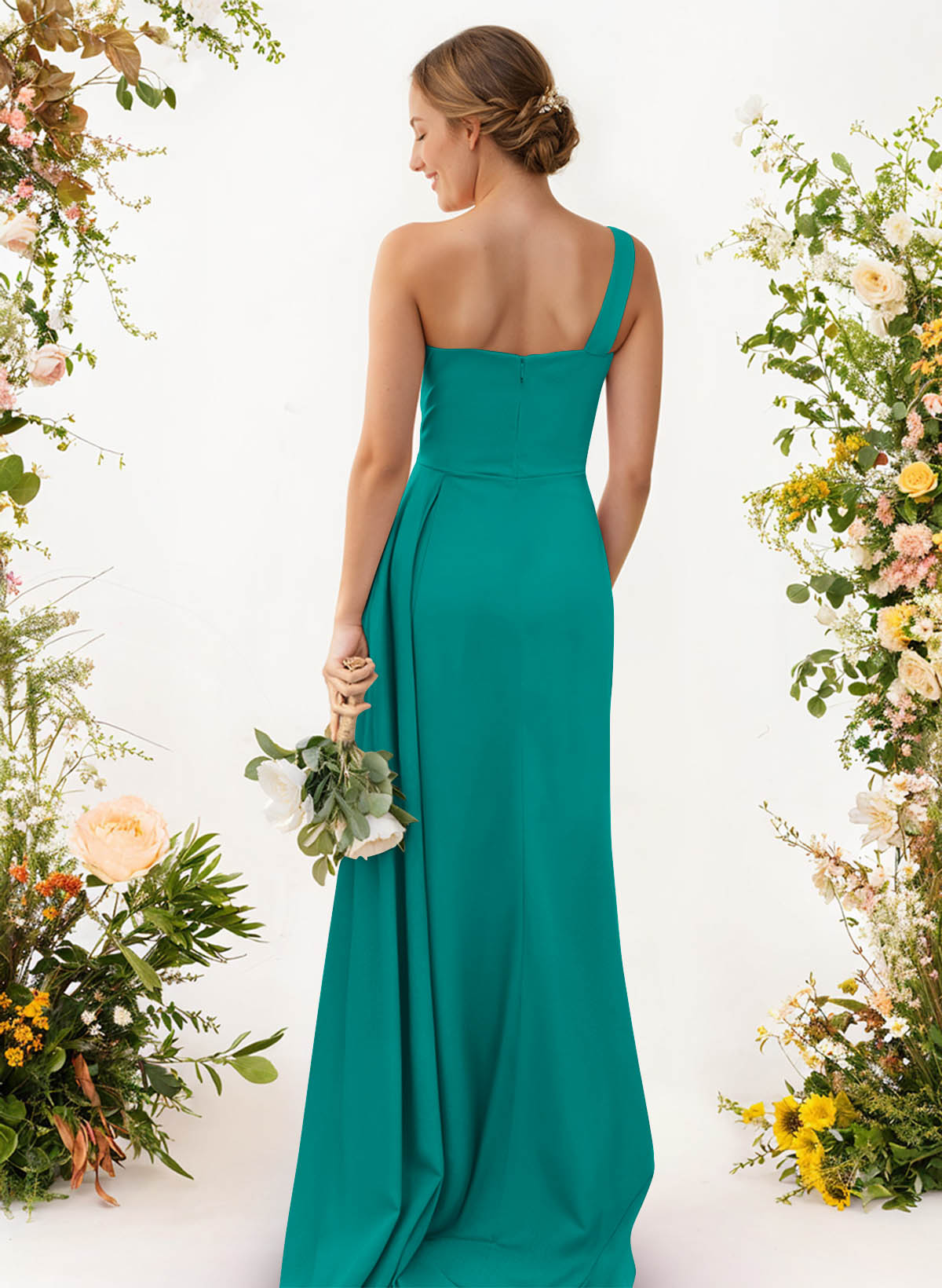 One-Shoulder Trumpet/Mermaid Elastic Satin Bridesmaid Dresses, product image 113