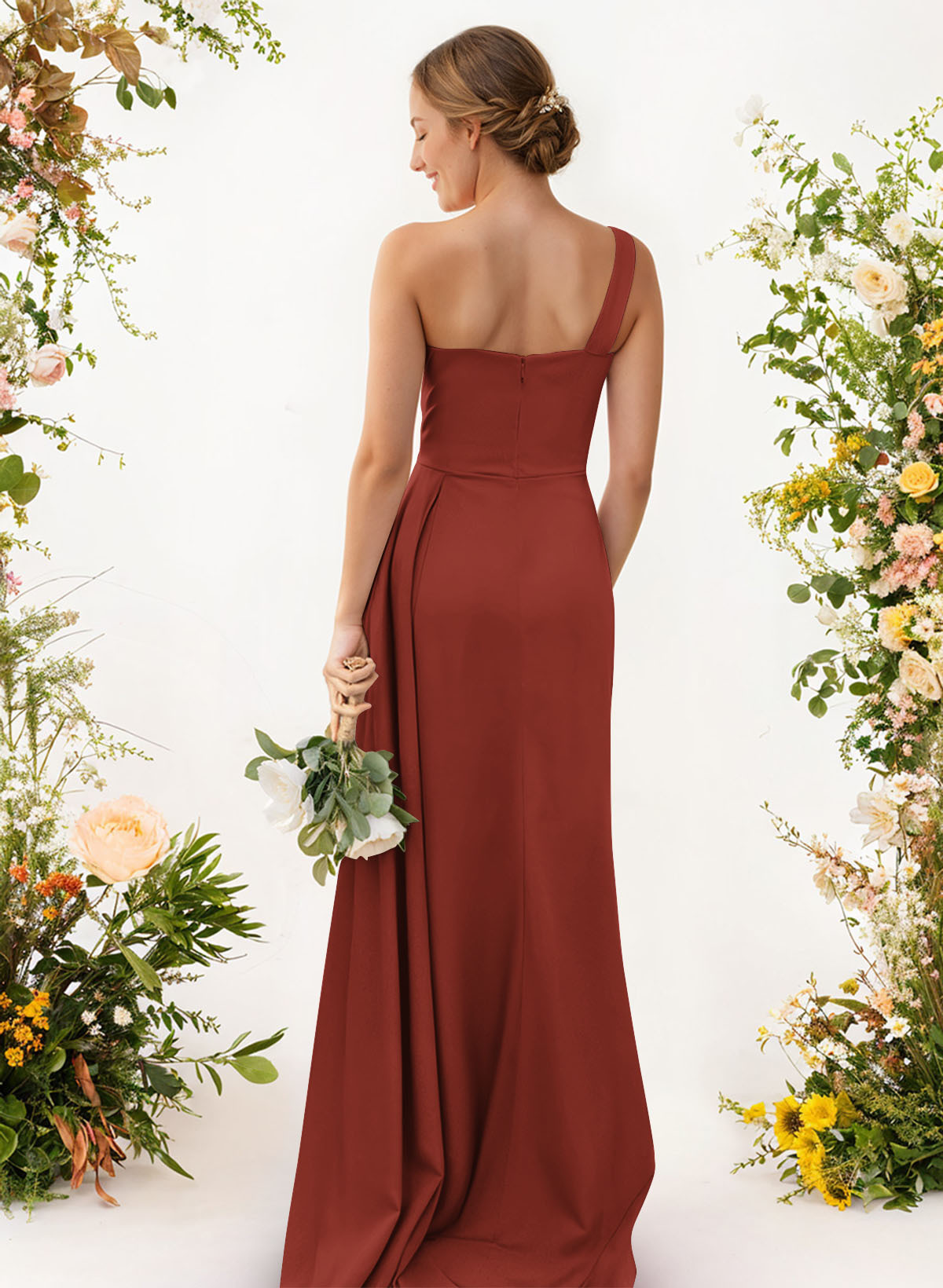 One-Shoulder Trumpet/Mermaid Elastic Satin Bridesmaid Dresses, product image 53
