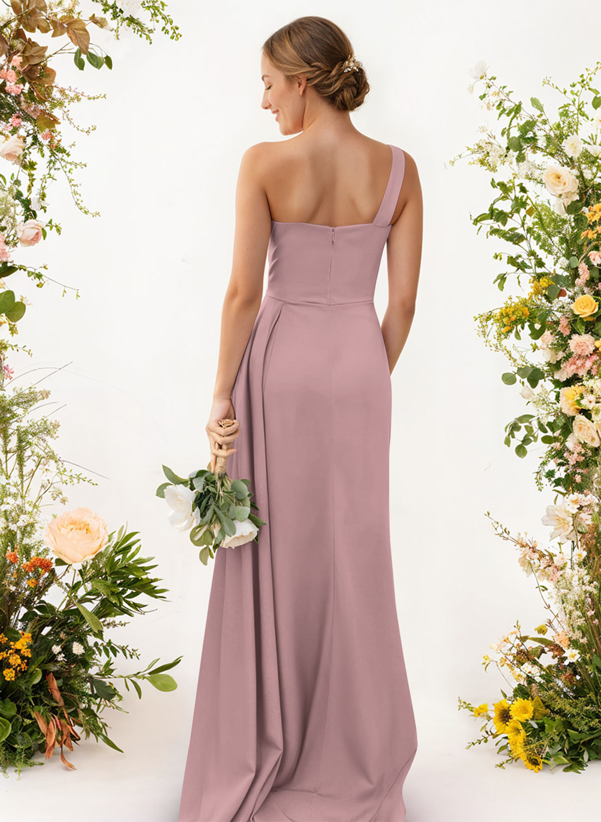 One-Shoulder Trumpet/Mermaid Elastic Satin Bridesmaid Dresses, product image 59