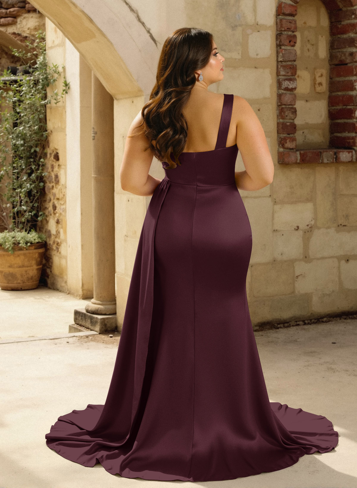 One-Shoulder Trumpet/Mermaid Elastic Satin Bridesmaid Dresses, product image 165