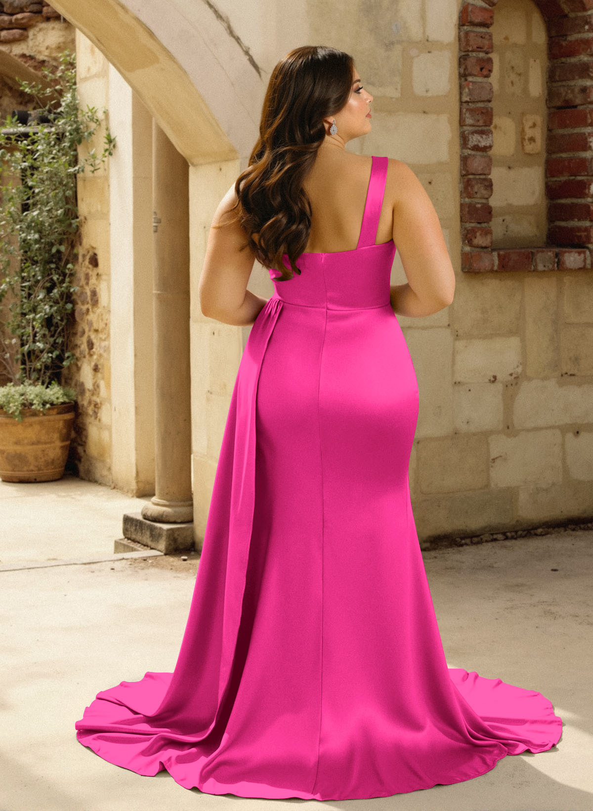 One-Shoulder Trumpet/Mermaid Elastic Satin Bridesmaid Dresses, product image 145