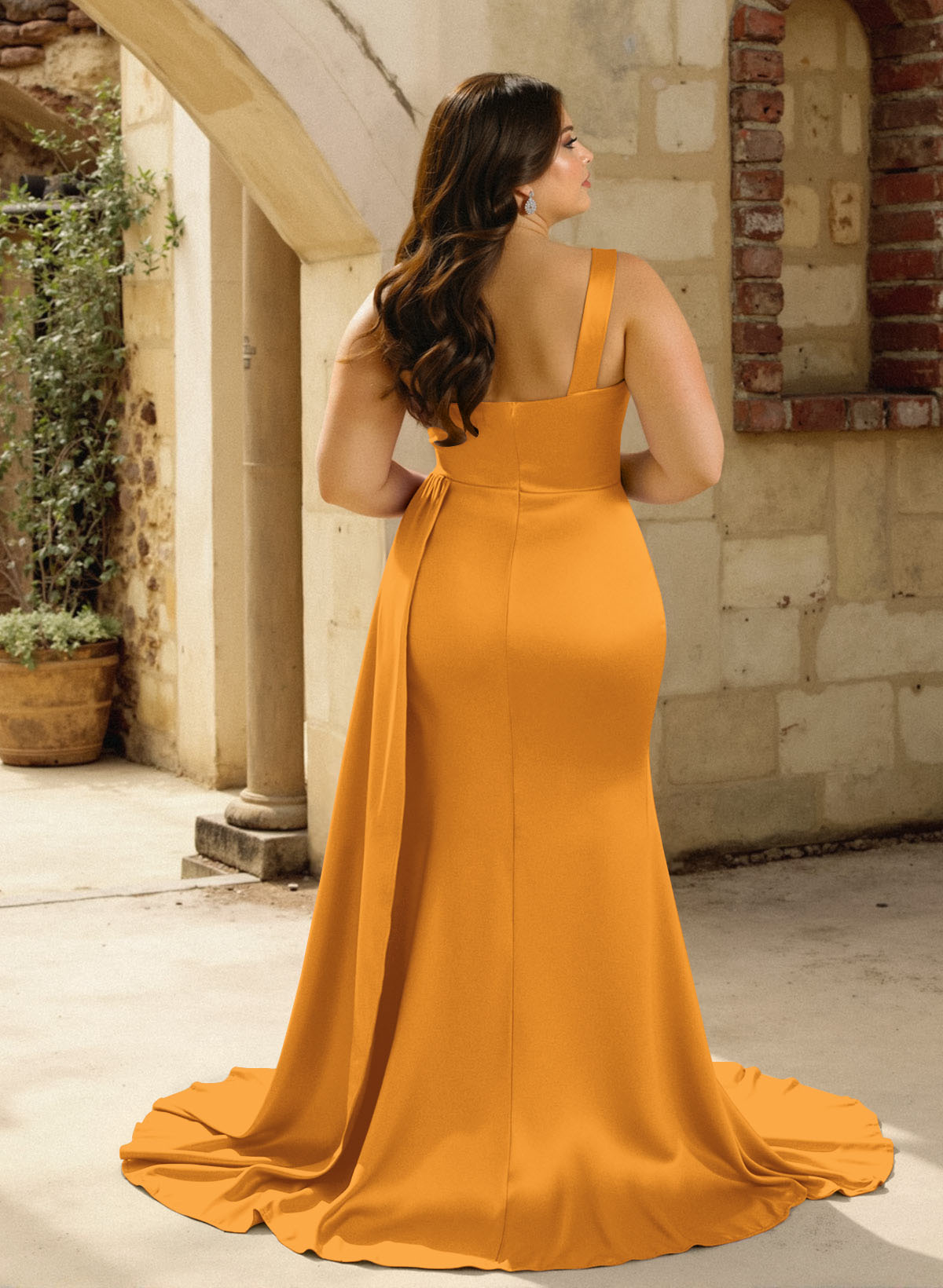 One-Shoulder Trumpet/Mermaid Elastic Satin Bridesmaid Dresses, product image 203