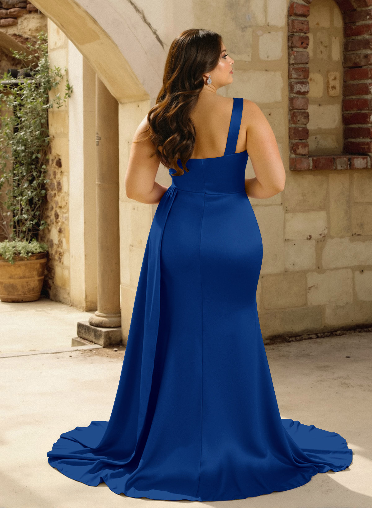 One-Shoulder Trumpet/Mermaid Elastic Satin Bridesmaid Dresses, product image 127