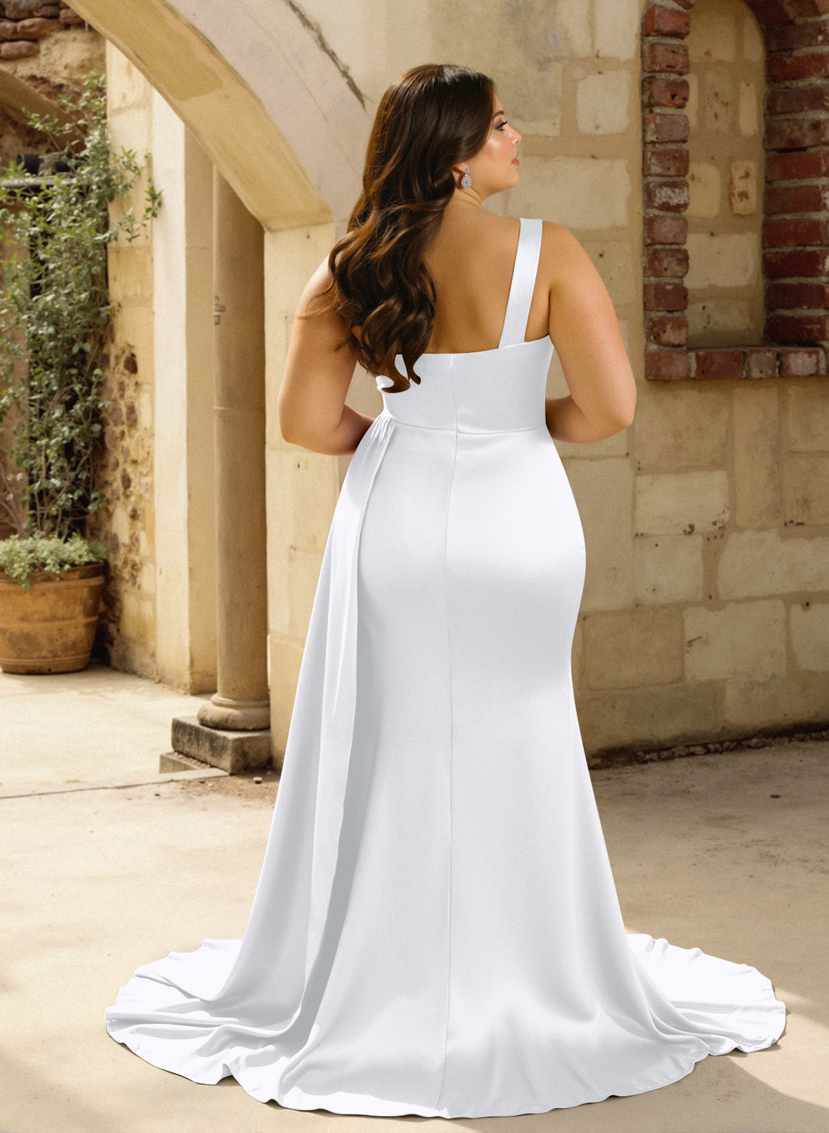 One-Shoulder Trumpet/Mermaid Elastic Satin Bridesmaid Dresses, product image 209