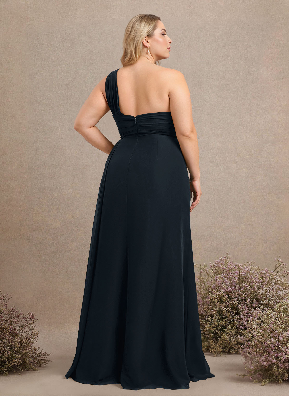 A-Line One-Shoulder Sleeveless Chiffon Bridesmaid Dresses With High Split, product image 208