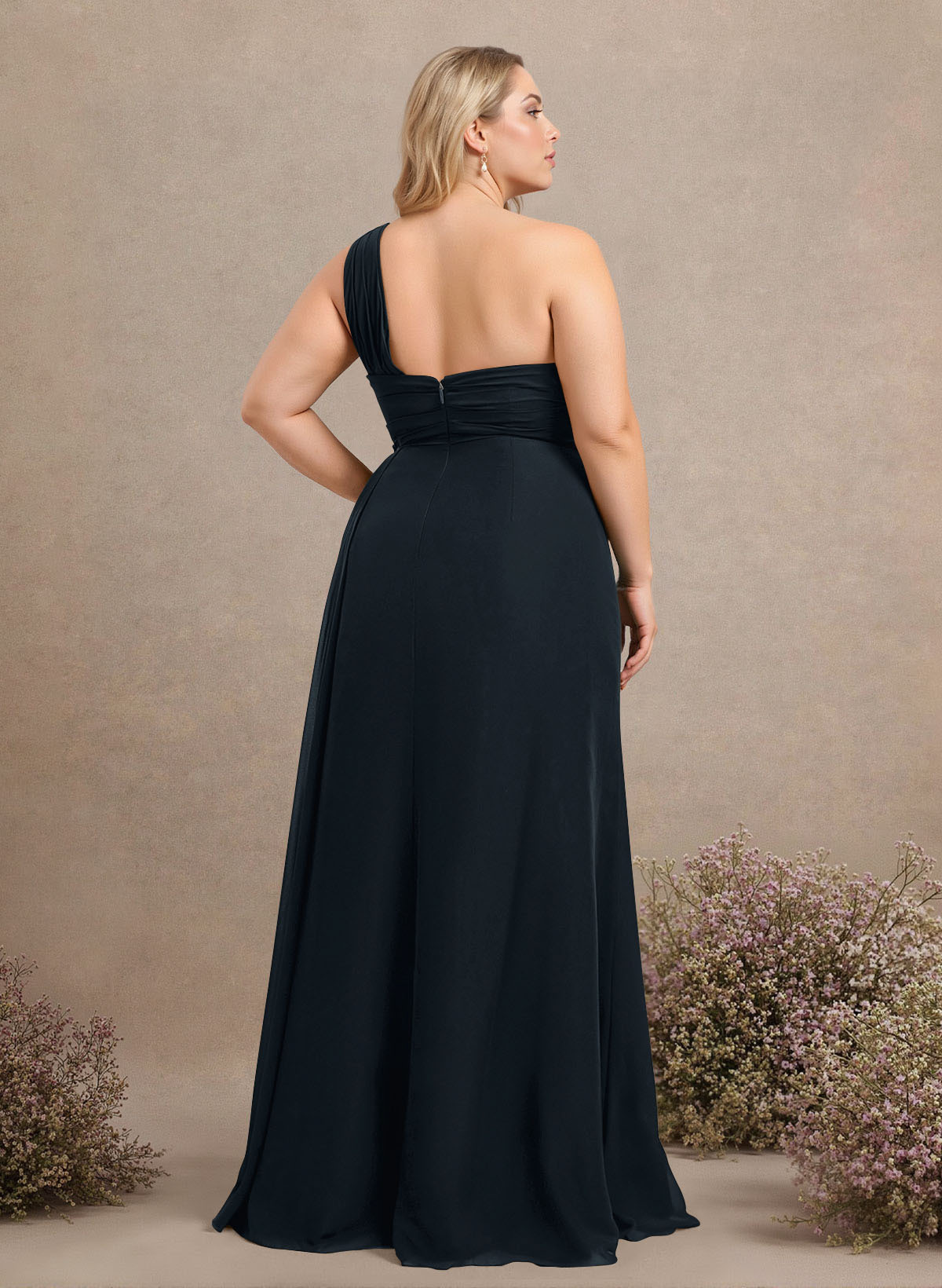 A-Line One-Shoulder Sleeveless Chiffon Bridesmaid Dresses With High Split, product image 208