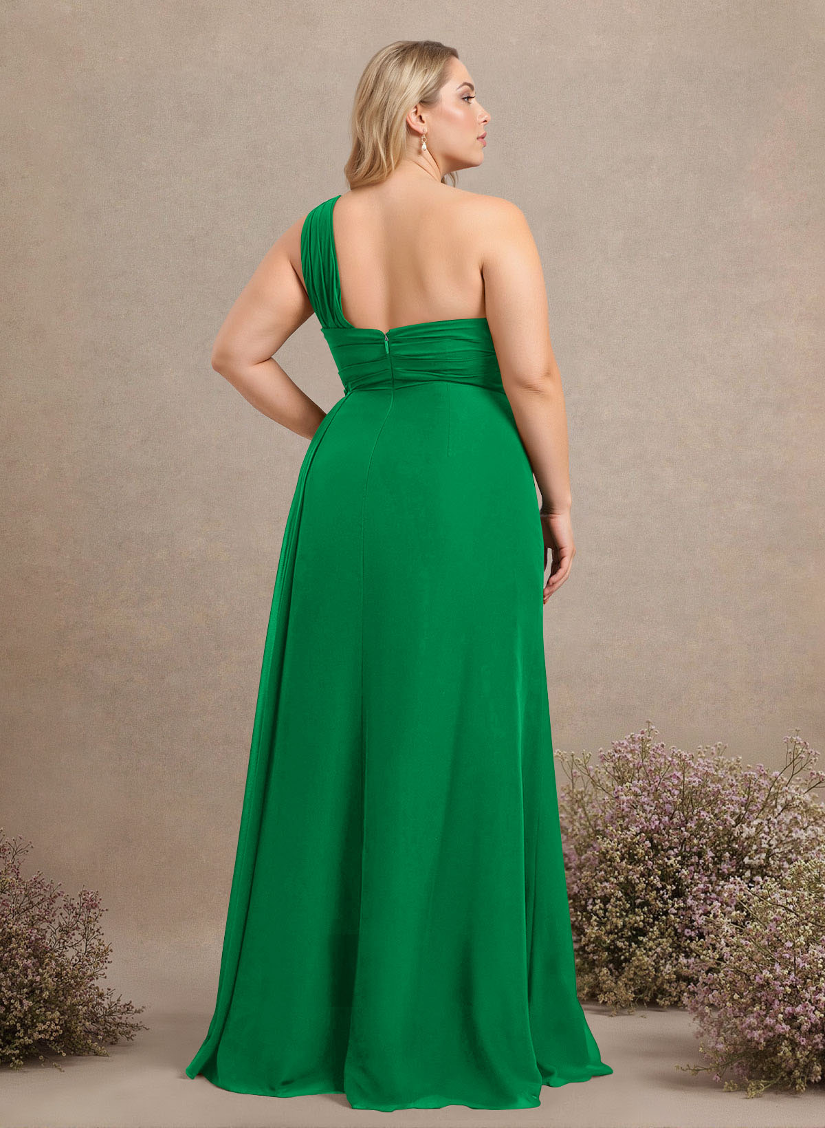 A-Line One-Shoulder Sleeveless Chiffon Bridesmaid Dresses With High Split, product image 332